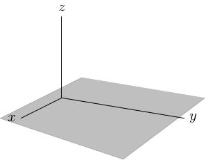 3D space containing the xy-plane