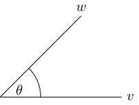 Vectors v (horizontal) and w (at an angle theta)