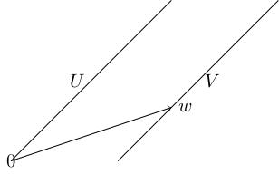 Line V obtained by translating line U by the vector W