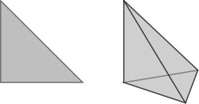 A triangle and a tetrahedron (2- and 3-dimensional simplices)